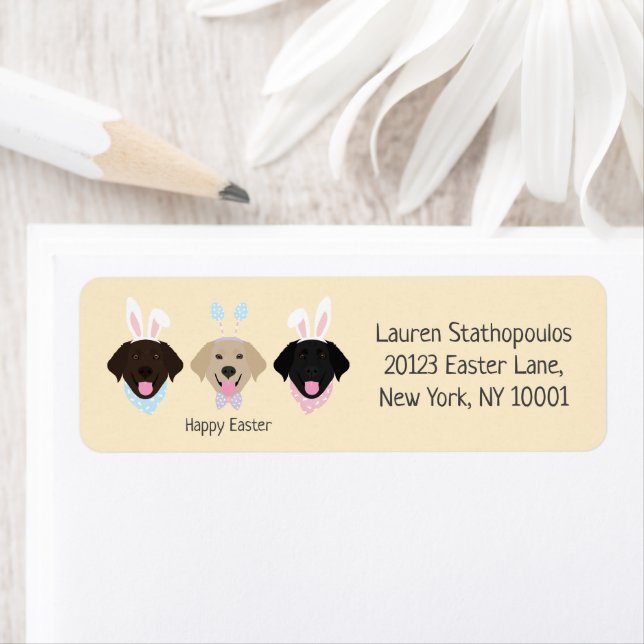Happy Easter Labrador Retriever Dogs Label (Insitu)