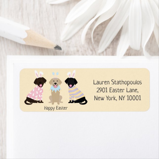 Happy Easter Labrador Retriever Dogs Label (Insitu)