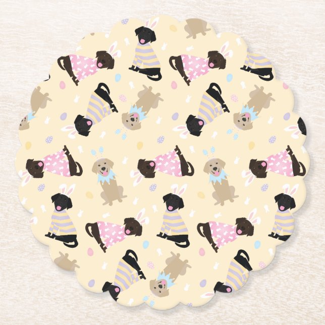 Happy Easter Labrador Retriever Dogs Paper Coaster (Front)