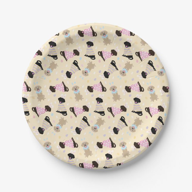 Happy Easter Labrador Retriever Dogs Paper Plates (Front)