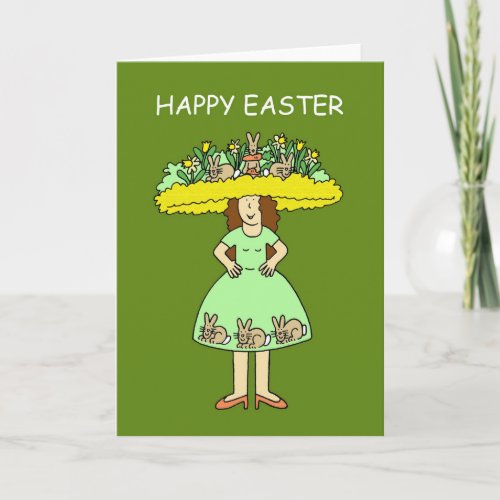 Happy Easter Lady in Easter Bonnet Card