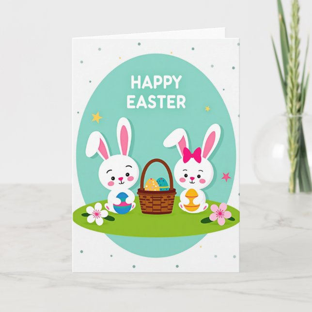 Happy Easter Lagomorphs Card (Front)