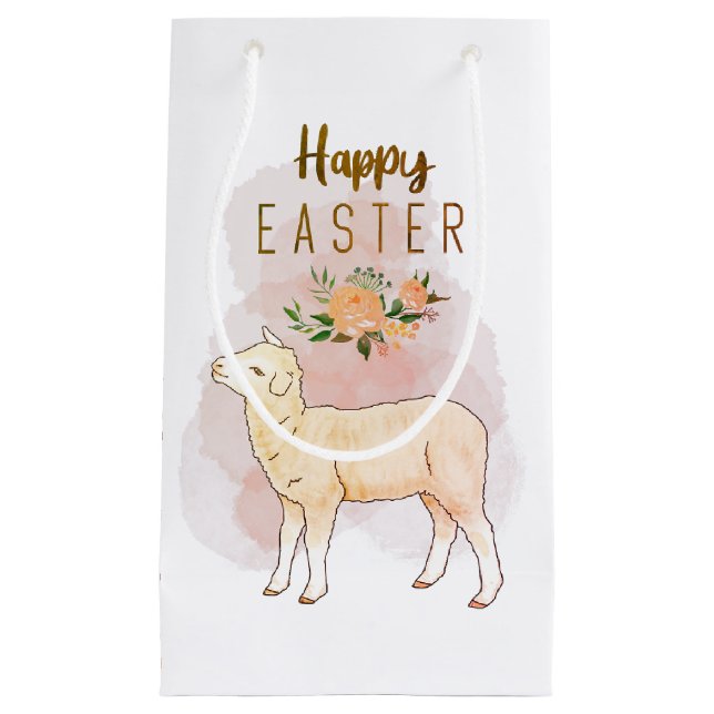 Happy Easter Lamb Pink | Small Gift Bag (Front)