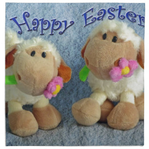 Happy Easter Lambs Napkin