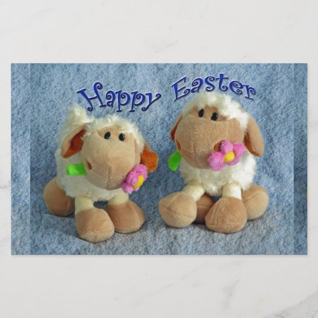 Happy Easter Lambs Stationery (Front)