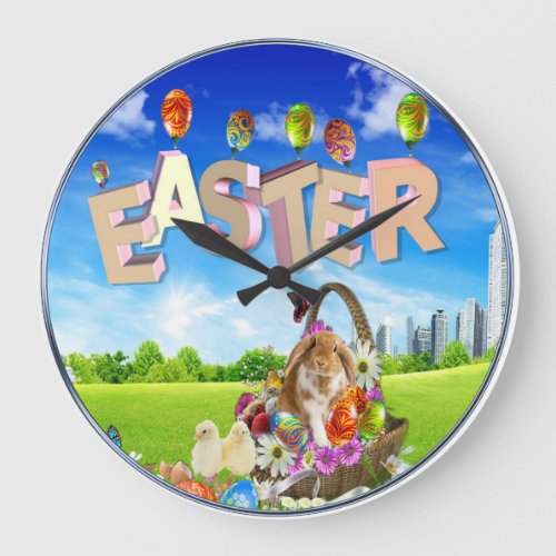 Happy Easter Large Clock