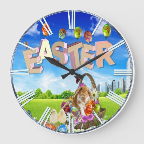 Happy Easter Large Clock