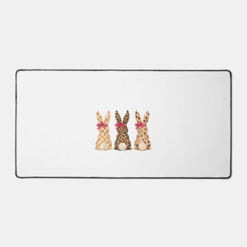 Happy Easter Leopard Bunny Coquette Bow Girl Women Desk Mat