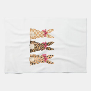 Happy Easter Leopard Bunny Coquette Bow Girl Women Kitchen Towel