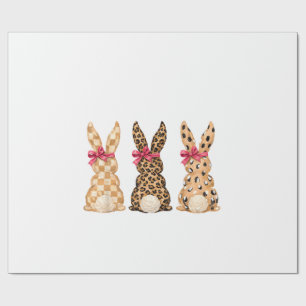 Happy Easter Leopard Bunny Coquette Bow Girl Women Wrapping Paper