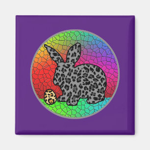 Happy Easter Leopard Print Bunny Rabbit and Egg T Magnet