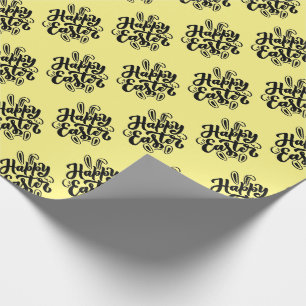 Happy Easter Lettering with Bunny Ears Wrapping Paper