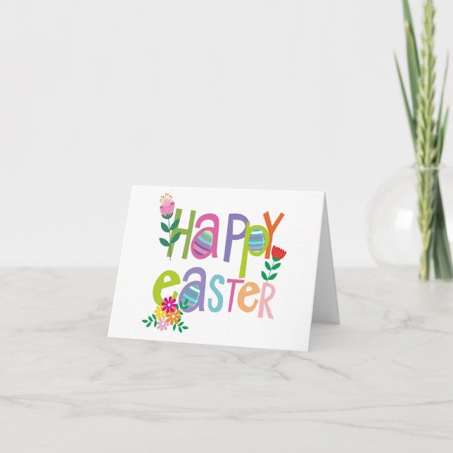 Happy Easter  Letterpress Thank You Card (A bright and joyful Easter card bursting with color and springtime charm.)