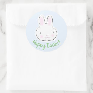 Happy Easter light blue cute Bunny custom favors Classic Round Sticker