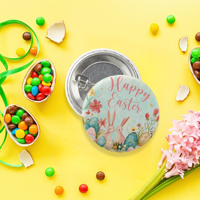 Happy Easter light green watercolor Button (Happy Easter light green watercolor 3 Cm Round Badge)