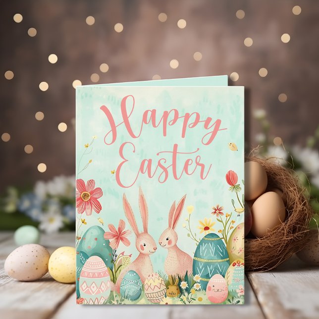 Happy Easter light green watercolor customizable Card (Happy Easter light green watercolor customizable Card)