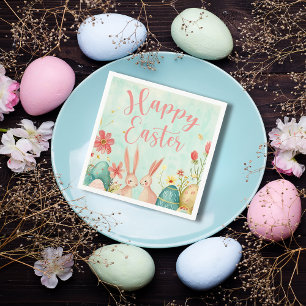 Happy Easter light green watercolor Napkins