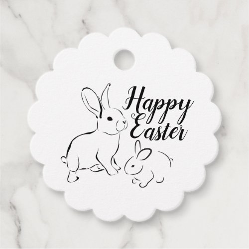 Happy Easter Line Art Bunny Rabbit Editable Tags