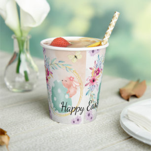 Happy Easter  - little bunny on big egg Paper Cups