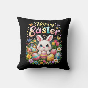 Happy Easter Little Bunny Throw Pillow