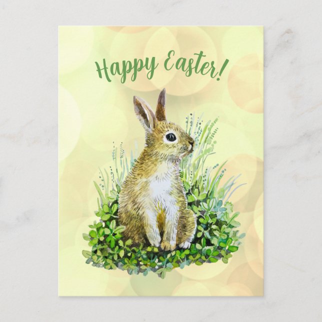 Happy Easter little bunny  watercolor  Postcard (Front)