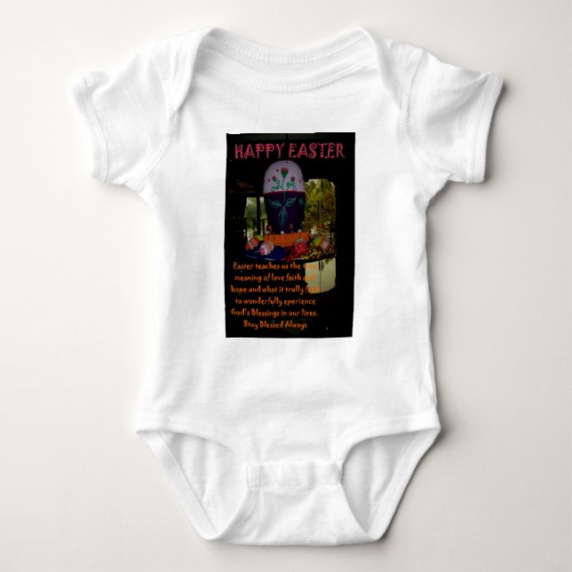 Happy Easter Love Faith and Hope Wishes Baby Bodysuit (Front)