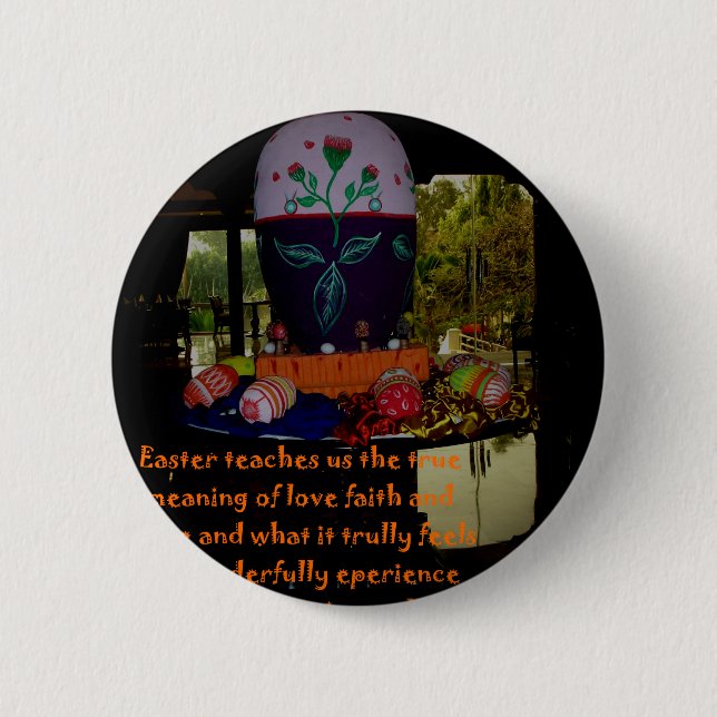 Happy Easter Love Faith and Hope Wishes Button (Front)