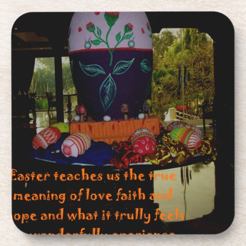 Happy Easter Love Faith and Hope Wishes Coaster