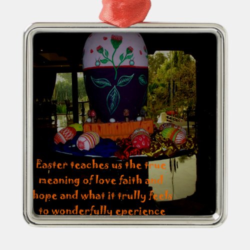 Happy Easter Love Faith and Hope Wishes Metal Ornament