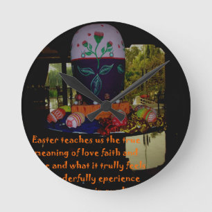 Happy Easter Love Faith and Hope Wishes Round Clock
