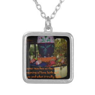 Happy Easter Love Faith and Hope Wishes Silver Plated Necklace
