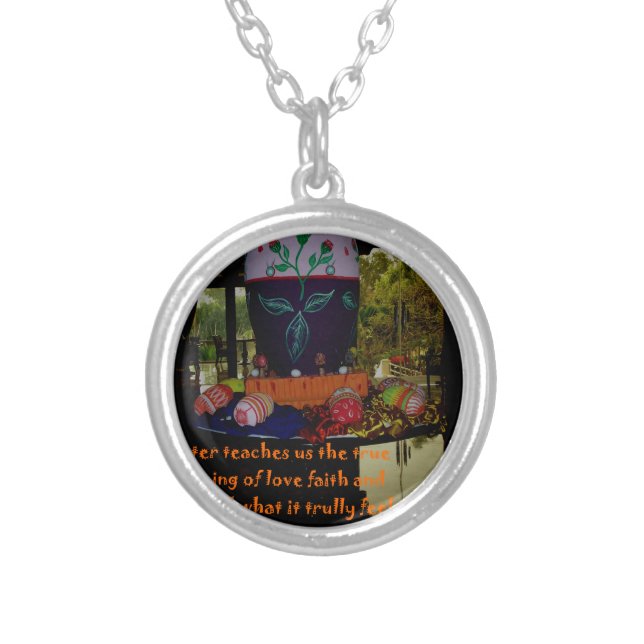 Happy Easter Love Faith and Hope Wishes Silver Plated Necklace (Front)