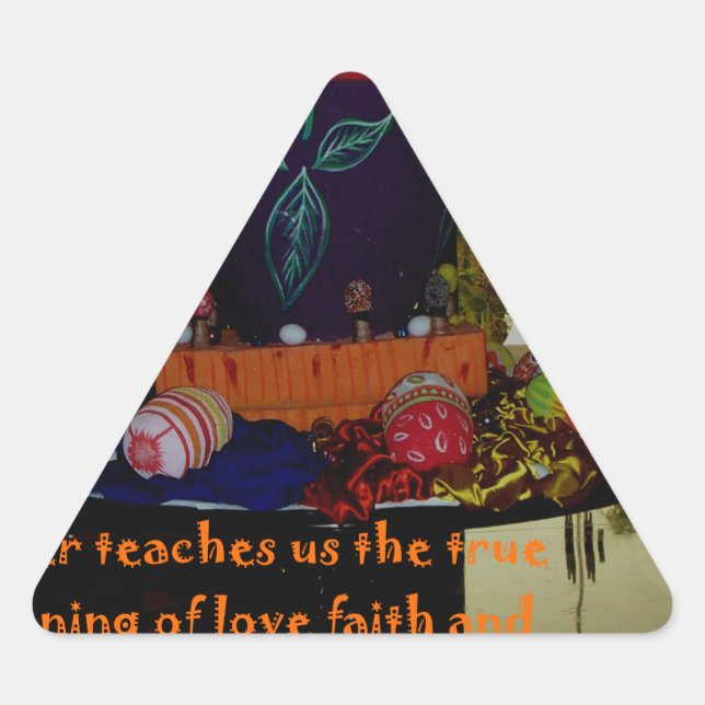 Happy Easter Love Faith and Hope Wishes Triangle Sticker (Front)