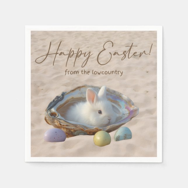 Happy Easter Lowcountry Oyster Shell and Bunny Napkins (Front)