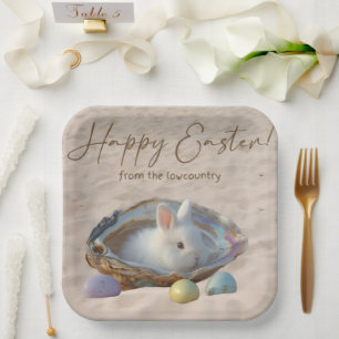 Happy Easter Lowcountry Oyster Shell and Bunny Paper Plates