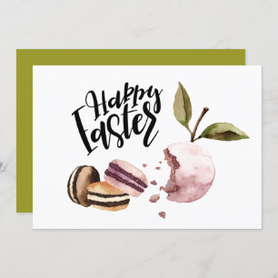 Happy Easter Macaroons and Fruit Minimal Spring Holiday Card