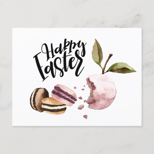 Happy Easter  Macaroons and Fruit Minimal Spring Holiday Postcard