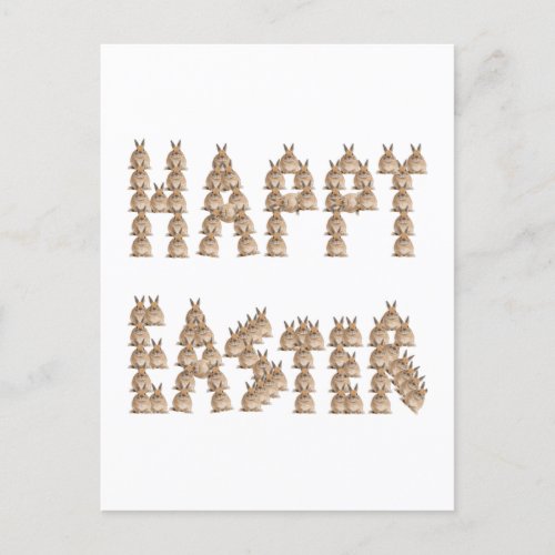 Happy Easter Made Of Bunnies  Funny Easter Postcard