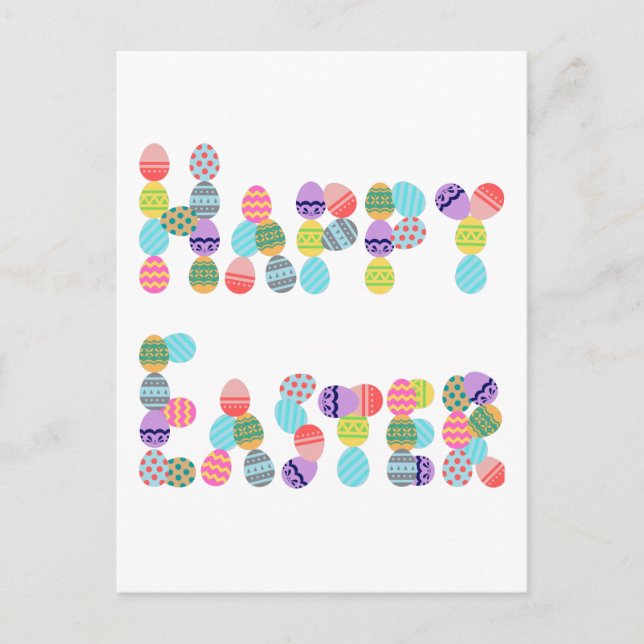 Happy Easter Made Of Eggs | Funny Easter Egg Holiday Postcard (Front)