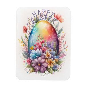 HAPPY EASTER Magnet with Bunnies with Easter egg