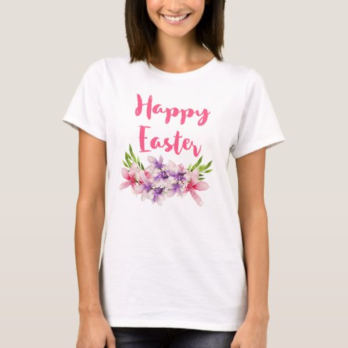 Happy Easter Magnoilia Bouquet Floral Watercolor T_Shirt