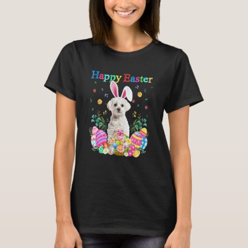 Happy Easter Maltese Bunny Dog With Easter Eggs Ba T_Shirt