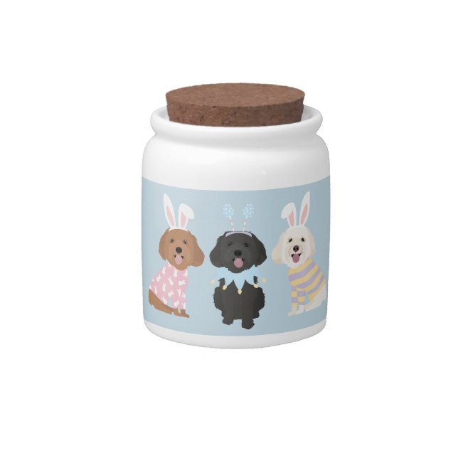Happy Easter Maltipoo Dogs Candy Jar (Front)