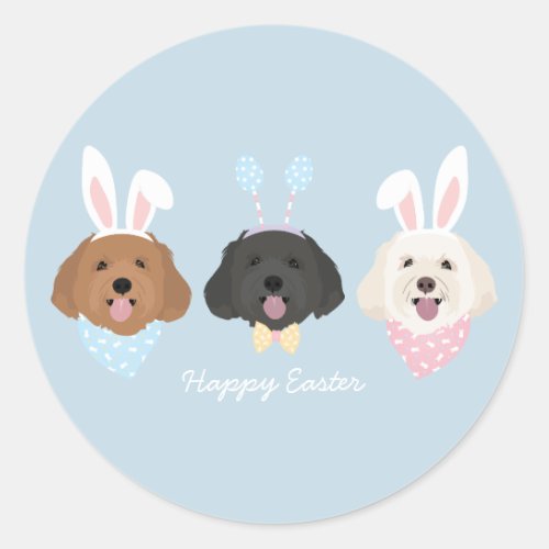 Happy Easter Maltipoo Dogs Classic Round Sticker