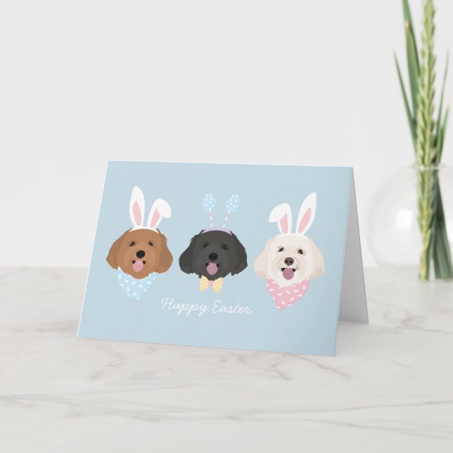 Happy Easter Maltipoo Dogs Holiday Card (Front)