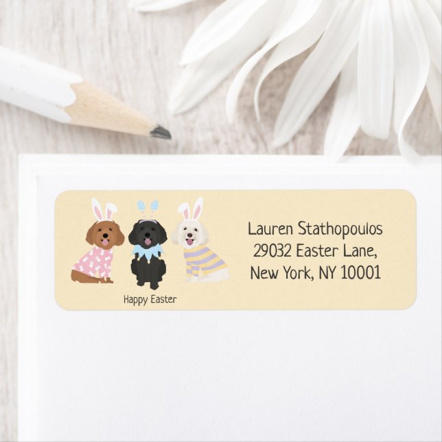 Happy Easter Maltipoo Dogs Label (Insitu)