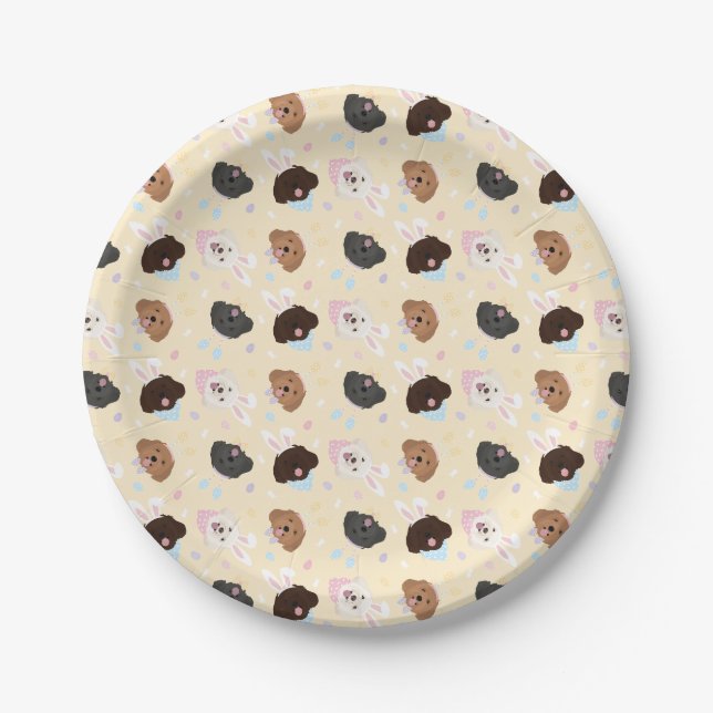 Happy Easter Maltipoo Dogs Paper Plates (Front)