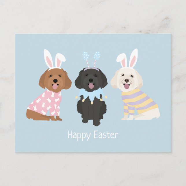 Happy Easter Maltipoo Dogs Postcard (Front)