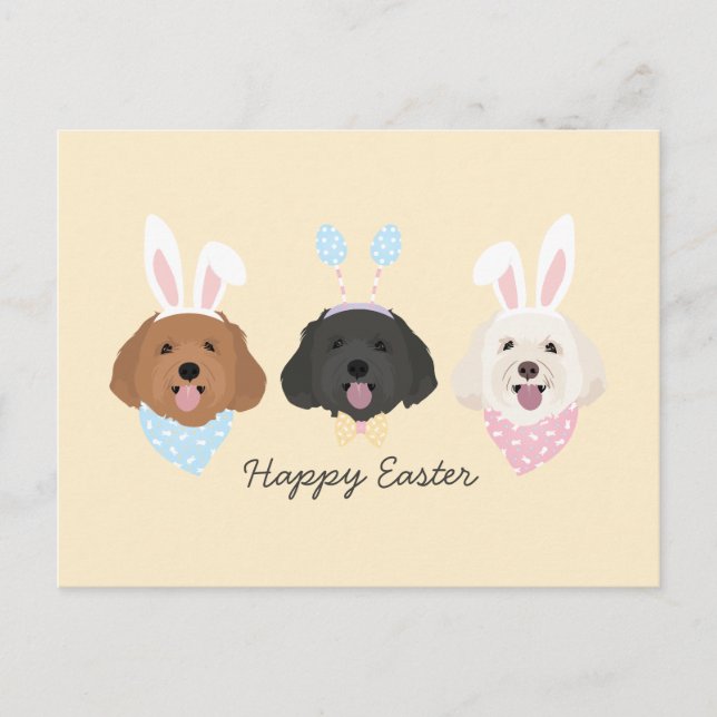 Happy Easter Maltipoo Dogs Postcard (Front)