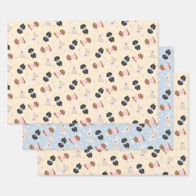 Happy Easter Maltipoo Dogs Wrapping Paper Sheets (Set)